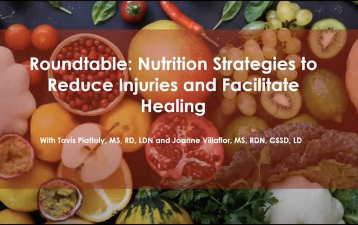Screenshot from webinar, "Roundtable: Nutrition Strategies to Reduce Injuries and Facilitate Healing"
