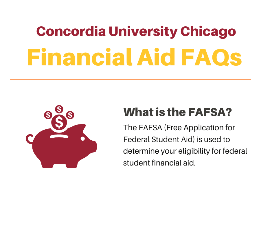 Image with text reading "Concordia University Chicago Financial Aid FAQs"